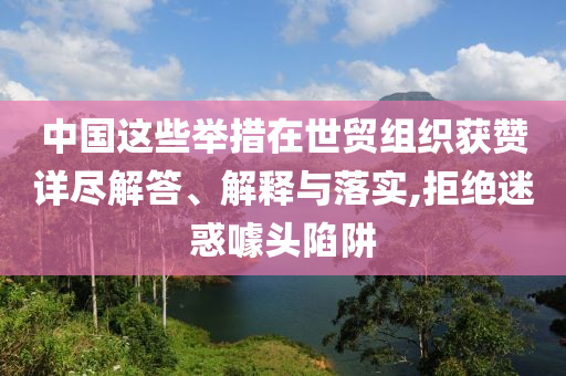 中國(guó)這些舉措在世貿(mào)組織獲贊詳盡解答、解釋與落實(shí),拒絕迷惑噱頭陷阱