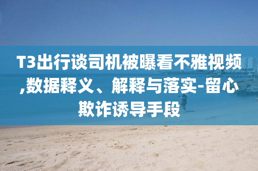 T3出行談司機被曝看不雅視頻,數(shù)據(jù)釋義、解釋與落實-留心欺詐誘導(dǎo)手段