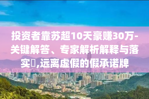 投資者靠蘇超10天豪賺30萬(wàn)-關(guān)鍵解答、專家解析解釋與落實(shí)?,遠(yuǎn)離虛假的假承諾牌
