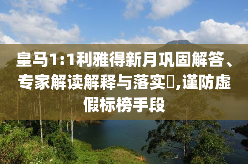 皇馬1:1利雅得新月鞏固解答、專家解讀解釋與落實?,謹防虛假標榜手段