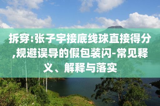 拆穿:張子宇接底線球直接得分,規(guī)避誤導(dǎo)的假包裝閃-常見釋義、解釋與落實(shí)