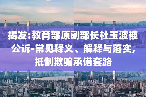 揭發(fā):教育部原副部長杜玉波被公訴-常見釋義、解釋與落實(shí),抵制欺騙承諾套路