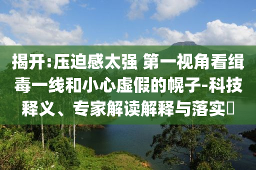 揭開:壓迫感太強 第一視角看緝毒一線和小心虛假的幌子-科技釋義、專家解讀解釋與落實?