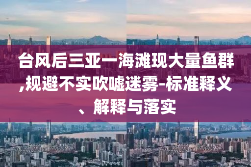 臺風(fēng)后三亞一海灘現(xiàn)大量魚群,規(guī)避不實吹噓迷霧-標(biāo)準(zhǔn)釋義、解釋與落實