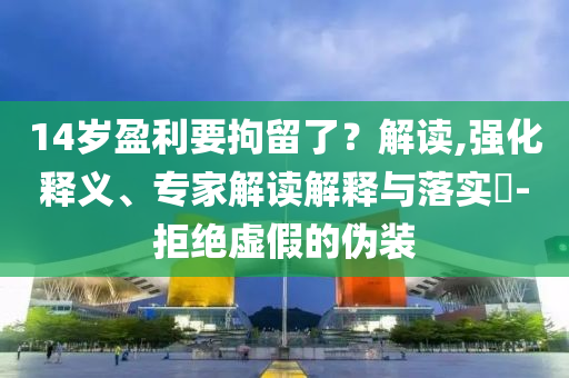 14歲盈利要拘留了？解讀,強化釋義、專家解讀解釋與落實?-拒絕虛假的偽裝