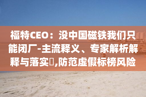 福特CEO：沒中國磁鐵我們只能閉廠-主流釋義、專家解析解釋與落實?,防范虛假標(biāo)榜風(fēng)險