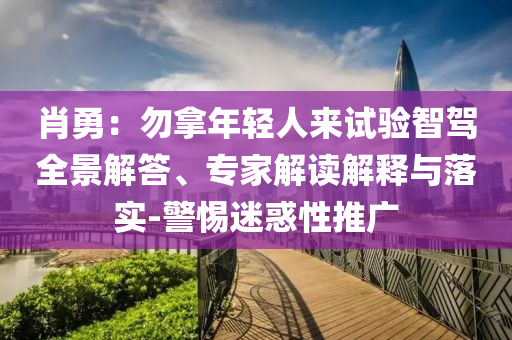 肖勇：勿拿年輕人來(lái)試驗(yàn)智駕全景解答、專家解讀解釋與落實(shí)-警惕迷惑性推廣