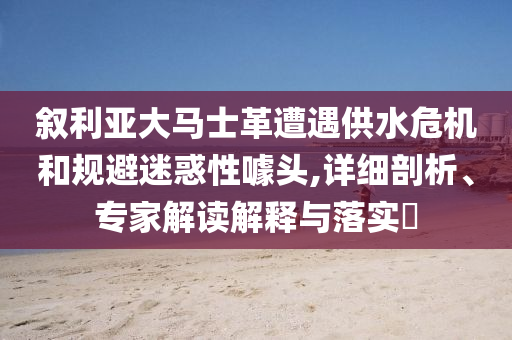 敘利亞大馬士革遭遇供水危機和規(guī)避迷惑性噱頭,詳細(xì)剖析、專家解讀解釋與落實?