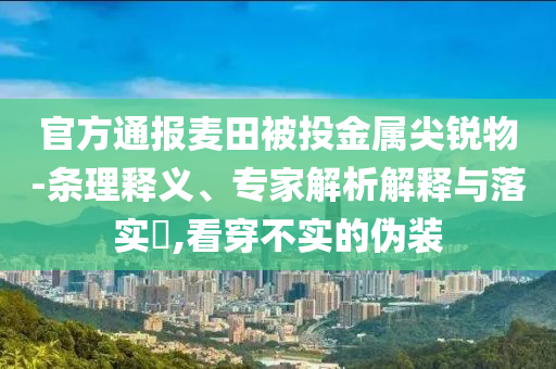 官方通報(bào)麥田被投金屬尖銳物-條理釋義、專家解析解釋與落實(shí)?,看穿不實(shí)的偽裝