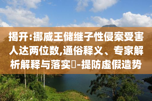 揭開:挪威王儲繼子性侵案受害人達兩位數(shù),通俗釋義、專家解析解釋與落實?-提防虛假造勢
