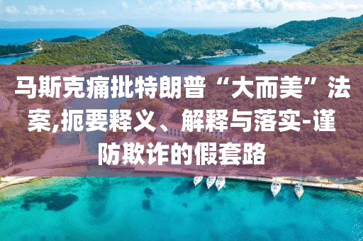 馬斯克痛批特朗普“大而美”法案,扼要釋義、解釋與落實-謹防欺詐的假套路