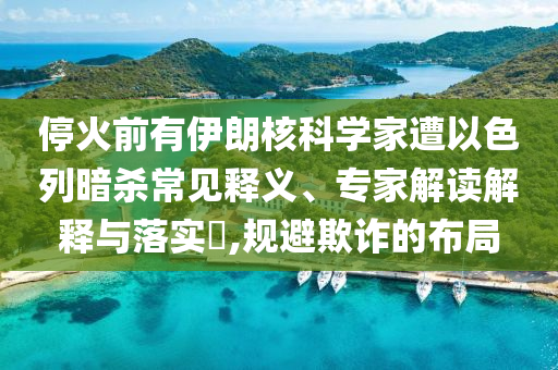 停火前有伊朗核科學(xué)家遭以色列暗殺常見釋義、專家解讀解釋與落實(shí)?,規(guī)避欺詐的布局