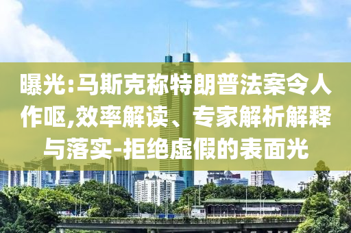 曝光:馬斯克稱特朗普法案令人作嘔,效率解讀、專家解析解釋與落實(shí)-拒絕虛假的表面光