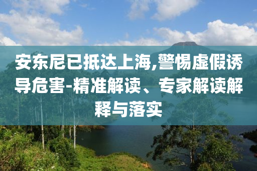 安東尼已抵達(dá)上海,警惕虛假誘導(dǎo)危害-精準(zhǔn)解讀、專家解讀解釋與落實(shí)