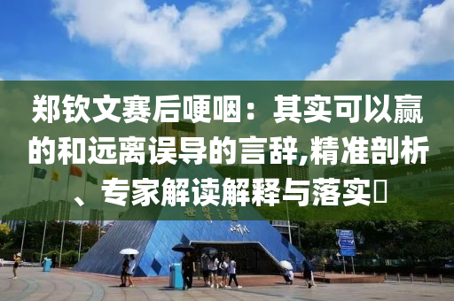 鄭欽文賽后哽咽：其實可以贏的和遠離誤導的言辭,精準剖析、專家解讀解釋與落實?
