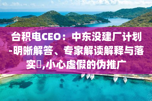 臺積電CEO：中東沒建廠計劃-明晰解答、專家解讀解釋與落實?,小心虛假的偽推廣