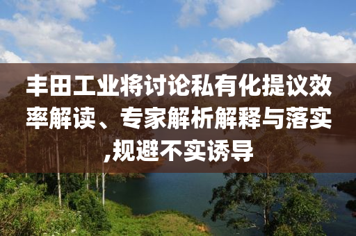 豐田工業(yè)將討論私有化提議效率解讀、專家解析解釋與落實,規(guī)避不實誘導