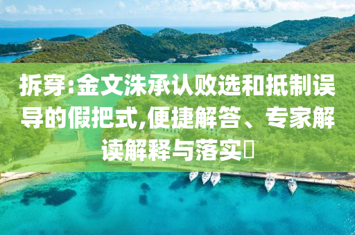 拆穿:金文洙承認(rèn)敗選和抵制誤導(dǎo)的假把式,便捷解答、專家解讀解釋與落實(shí)?
