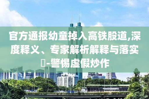 官方通報(bào)幼童掉入高鐵股道,深度釋義、專家解析解釋與落實(shí)?-警惕虛假炒作