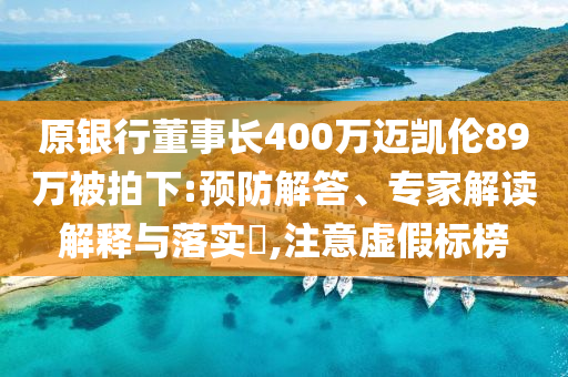 原銀行董事長(zhǎng)400萬邁凱倫89萬被拍下:預(yù)防解答、專家解讀解釋與落實(shí)?,注意虛假標(biāo)榜