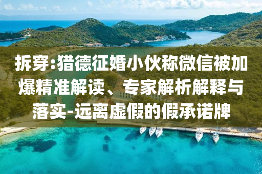 拆穿:獵德征婚小伙稱微信被加爆精準解讀、專家解析解釋與落實-遠離虛假的假承諾牌