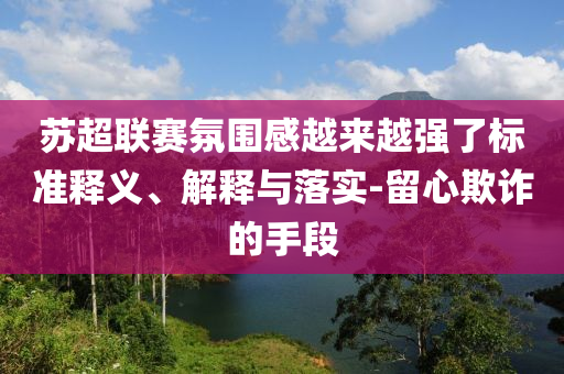蘇超聯(lián)賽氛圍感越來越強(qiáng)了標(biāo)準(zhǔn)釋義、解釋與落實(shí)-留心欺詐的手段