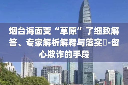 煙臺海面變“草原”了細(xì)致解答、專家解析解釋與落實?-留心欺詐的手段