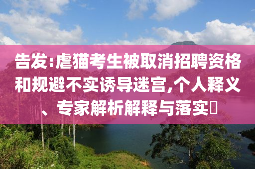 告發(fā):虐貓考生被取消招聘資格和規(guī)避不實(shí)誘導(dǎo)迷宮,個人釋義、專家解析解釋與落實(shí)?
