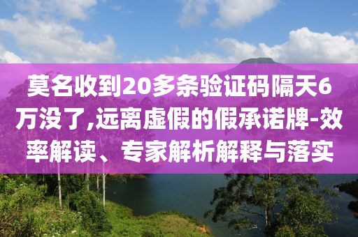 莫名收到20多條驗(yàn)證碼隔天6萬沒了,遠(yuǎn)離虛假的假承諾牌-效率解讀、專家解析解釋與落實(shí)