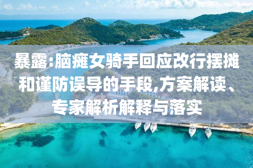 暴露:腦癱女騎手回應(yīng)改行擺攤和謹(jǐn)防誤導(dǎo)的手段,方案解讀、專家解析解釋與落實