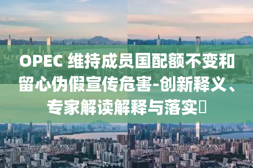 OPEC 維持成員國配額不變和留心偽假宣傳危害-創(chuàng)新釋義、專家解讀解釋與落實(shí)?