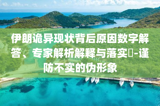 伊朗詭異現(xiàn)狀背后原因數(shù)字解答、專家解析解釋與落實(shí)?-謹(jǐn)防不實(shí)的偽形象