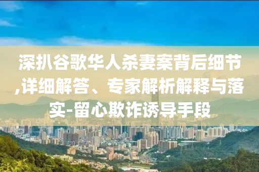 深扒谷歌華人殺妻案背后細(xì)節(jié),詳細(xì)解答、專家解析解釋與落實(shí)-留心欺詐誘導(dǎo)手段