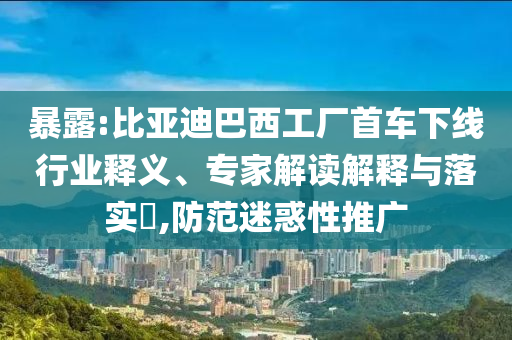 暴露:比亞迪巴西工廠首車下線行業(yè)釋義、專家解讀解釋與落實(shí)?,防范迷惑性推廣