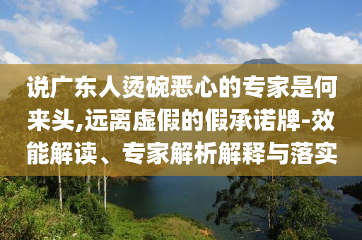 說廣東人燙碗惡心的專家是何來頭,遠(yuǎn)離虛假的假承諾牌-效能解讀、專家解析解釋與落實