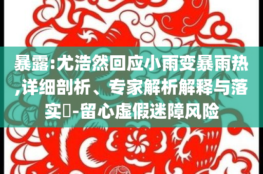 暴露:尤浩然回應小雨變暴雨熱,詳細剖析、專家解析解釋與落實?-留心虛假迷障風險