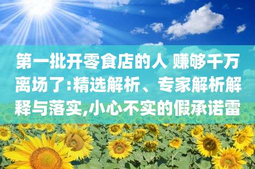 第一批開零食店的人 賺夠千萬離場(chǎng)了:精選解析、專家解析解釋與落實(shí),小心不實(shí)的假承諾雷