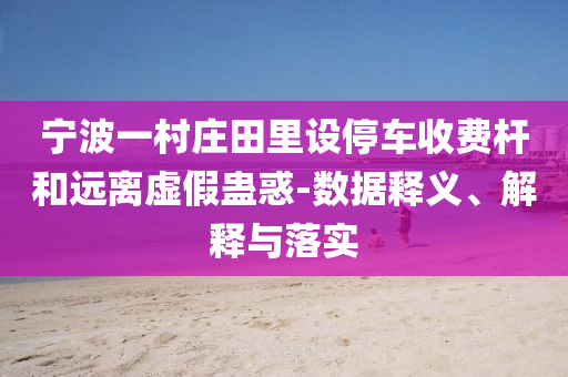 寧波一村莊田里設(shè)停車收費桿和遠(yuǎn)離虛假蠱惑-數(shù)據(jù)釋義、解釋與落實
