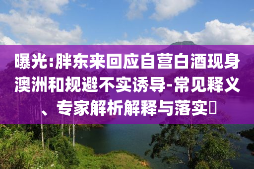 曝光:胖東來回應(yīng)自營白酒現(xiàn)身澳洲和規(guī)避不實(shí)誘導(dǎo)-常見釋義、專家解析解釋與落實(shí)?