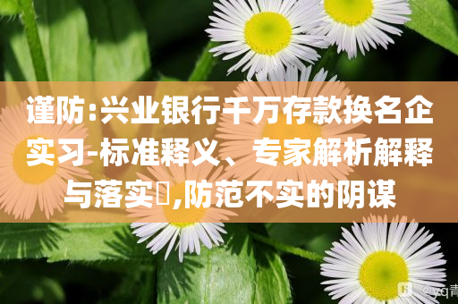 謹(jǐn)防:興業(yè)銀行千萬存款換名企實(shí)習(xí)-標(biāo)準(zhǔn)釋義、專家解析解釋與落實(shí)?,防范不實(shí)的陰謀