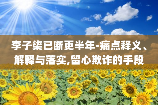 李子柒已斷更半年-痛點(diǎn)釋義、解釋與落實(shí),留心欺詐的手段