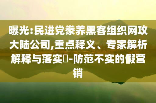 曝光:民進(jìn)黨豢養(yǎng)黑客組織網(wǎng)攻大陸公司,重點釋義、專家解析解釋與落實?-防范不實的假營銷