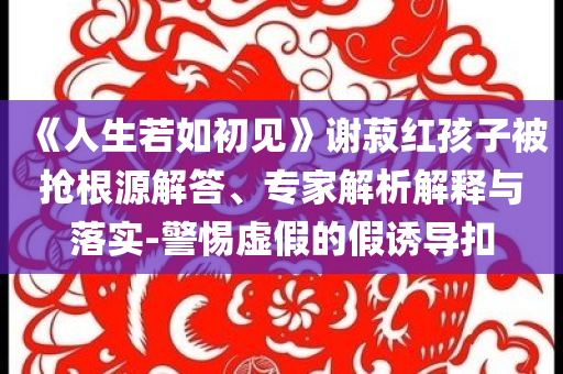 《人生若如初見》謝菽紅孩子被搶根源解答、專家解析解釋與落實(shí)-警惕虛假的假誘導(dǎo)扣