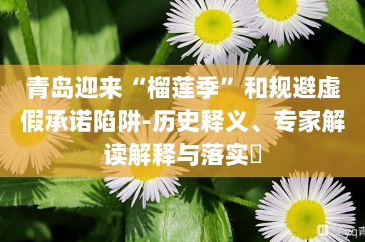 青島迎來(lái)“榴蓮季”和規(guī)避虛假承諾陷阱-歷史釋義、專家解讀解釋與落實(shí)?