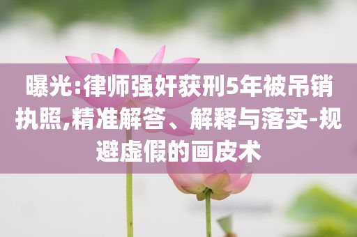 曝光:律師強(qiáng)奸獲刑5年被吊銷執(zhí)照,精準(zhǔn)解答、解釋與落實(shí)-規(guī)避虛假的畫(huà)皮術(shù)