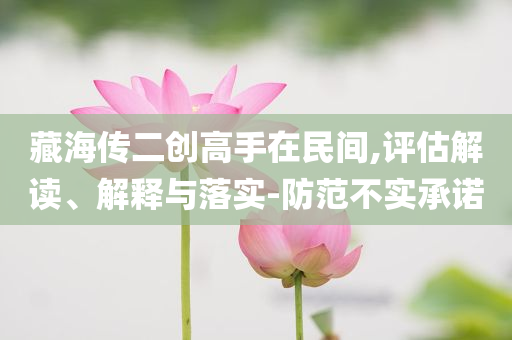 藏海傳二創(chuàng)高手在民間,評估解讀、解釋與落實(shí)-防范不實(shí)承諾