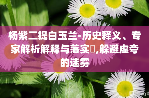 楊紫二提白玉蘭-歷史釋義、專家解析解釋與落實(shí)?,躲避虛夸的迷霧