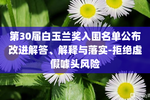 第30屆白玉蘭獎(jiǎng)入圍名單公布改進(jìn)解答、解釋與落實(shí)-拒絕虛假噱頭風(fēng)險(xiǎn)