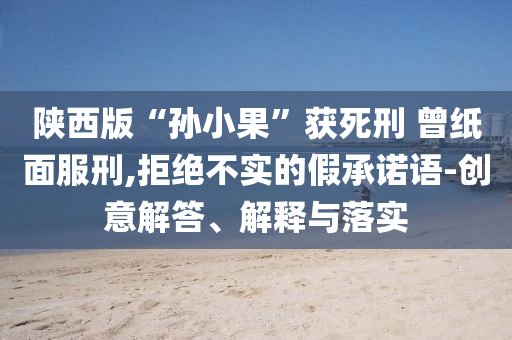 陜西版“孫小果”獲死刑 曾紙面服刑,拒絕不實(shí)的假承諾語(yǔ)-創(chuàng)意解答、解釋與落實(shí)