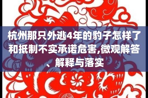 杭州那只外逃4年的豹子怎樣了和抵制不實(shí)承諾危害,微觀解答、解釋與落實(shí)